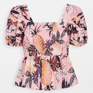 Farm Rio Smocked Pineapple Top